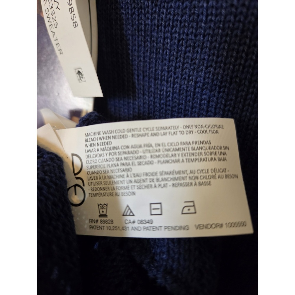 Nine West Sweater Womens Large Blue Knit Scalloped Pattern Navy Crochet New - Picture 12 of 12